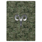 Aries Zodiac Sign on Woodland Style Digital Camo Klembord (Achterkant)