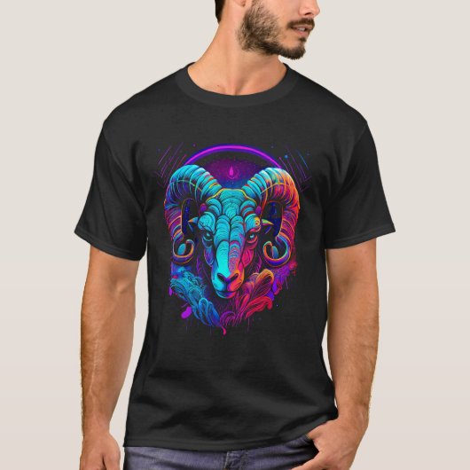 Aries Zodiac Sign Ram Graphic Astrology Cool Horos T-shirt (Voorkant)
