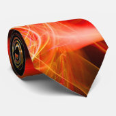 ARIES ZODIAC SIGN, RED ORANJE FRACTAL WAVES, SWIRL STROPDAS (Opgerold)