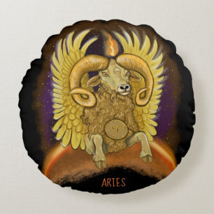 Aries Zodiac Sign Rond Kussen