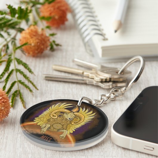 Aries Zodiac Sign Sleutelhanger (Voorkant Rechts)