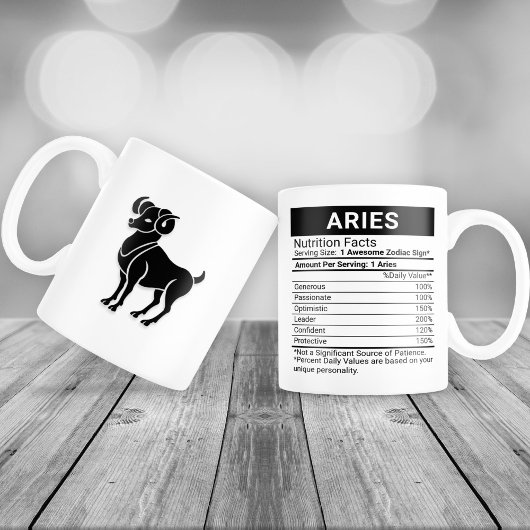 Aries Zodiac Sign with Nutrition Facts Grote Koffiekop