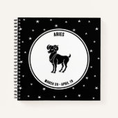 Aries Zodiac Sign, zwarte & witte laptop Notitieboek (Voorkant)