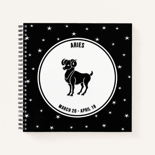 Aries Zodiac Sign, zwarte & witte laptop Notitieboek (Voorkant)