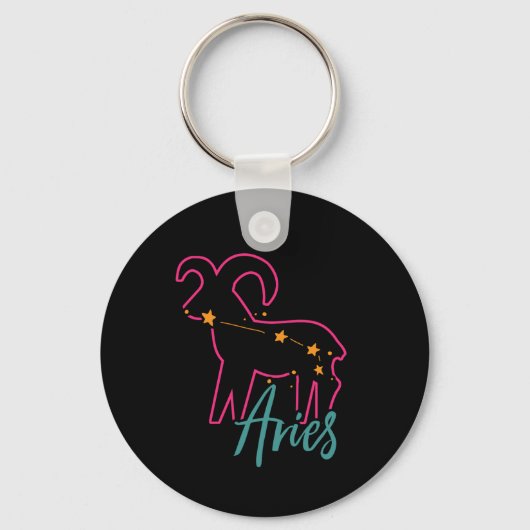 Aries Zodiac Star Sign Astrology Birthday Gift Sleutelhanger (Voorkant)