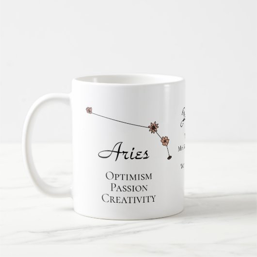 Aries Zodiac Star Sign Flower Constellation Koffiemok (Links)