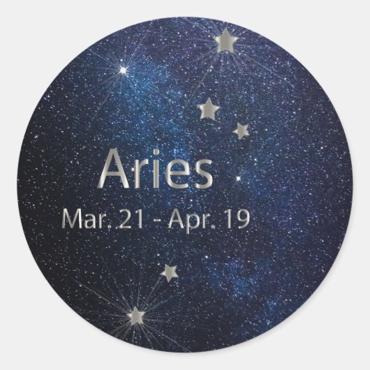 Aries - Zodiac Star Sign Ronde Sticker (Voorkant)