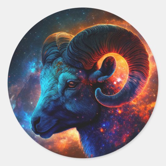 Aries Zodiac Star Sign Round Sticker (Voorkant)