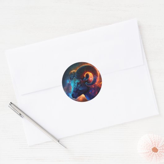 Aries Zodiac Star Sign Round Sticker (Envelop)