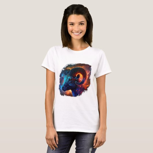 Aries Zodiac Star Sign Woman's Basic T-Shirt (Voorkant volledig)