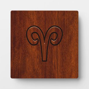 Aries Zodiac Symbol Brown Mahogany achtige print Fotoplaat