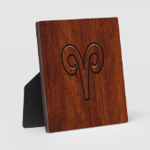 Aries Zodiac Symbol Brown Mahogany achtige print Fotoplaat (Voorkant)