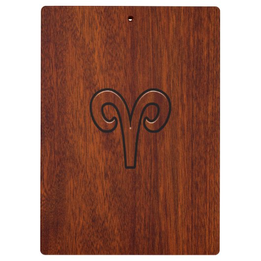 Aries Zodiac Symbol Brown Mahogany achtige print Klembord (Achterkant)