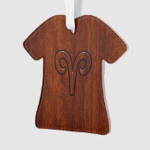 Aries Zodiac Symbol Brown Mahogany achtige print Ornament (voorkant)