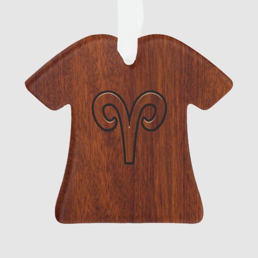 Aries Zodiac Symbol Brown Mahogany achtige print Ornament (voorkant)