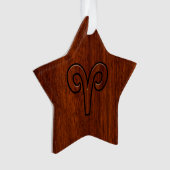 Aries Zodiac Symbol Brown Mahogany achtige print Ornament (voorkant)