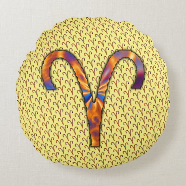 Aries Zodiac Symbol Element van Kenneth Yoncich Rond Kussen (Voorkant)