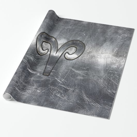 Aries Zodiac Symbol Industrial Style Cadeaupapier (Uitgerold)