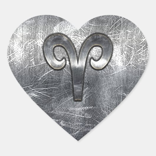 Aries Zodiac Symbol Industrial Style Hart Sticker (Voorkant)