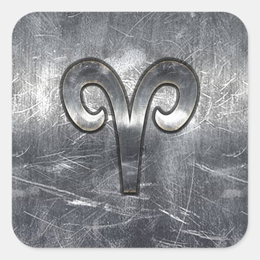 Aries Zodiac Symbol Industrial Style Vierkante Sticker (Voorkant)