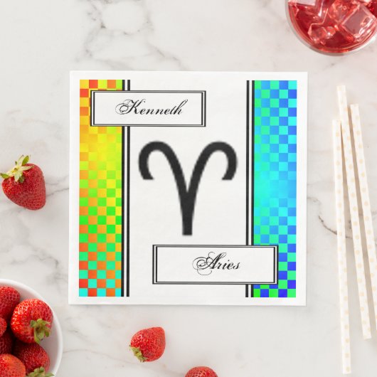 Aries Zodiac Symbol Standard van Kenneth Yoncich Servetten (Insitu)