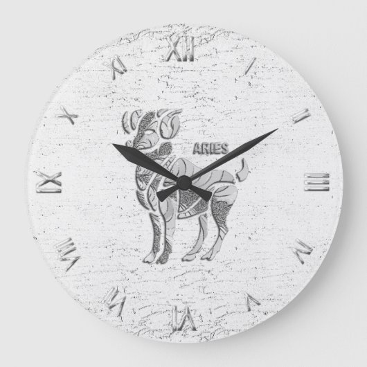 Aries Zodiac Symbol Wall Klock Round of Square Grote Klok (Voorkant)