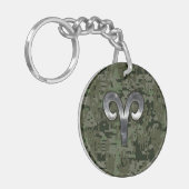 Aries Zodiac Symbol Woodland Digital Camouflage Sleutelhanger (Voorkant Links)