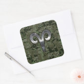 Aries Zodiac Symbol Woodland Digital Camouflage Vierkante Sticker (Envelop)