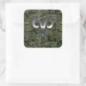 Aries Zodiac Symbol Woodland Digital Camouflage Vierkante Sticker (Tas)