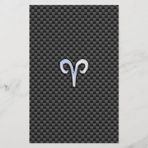Aries Zodiac Symbool Black Carbon Fiber Decor Briefpapier