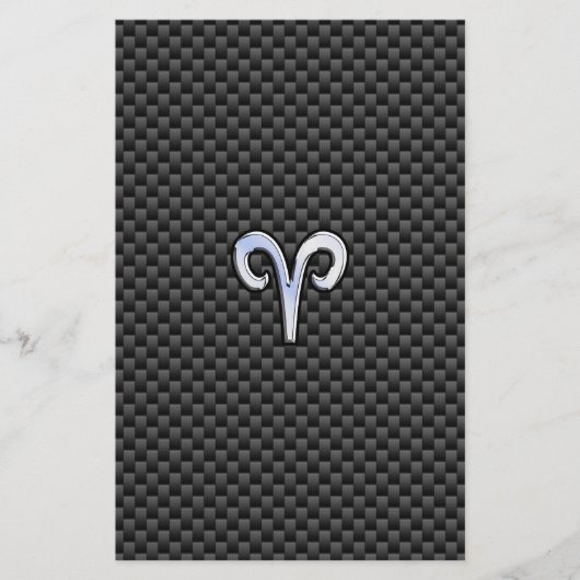 Aries Zodiac Symbool Black Carbon Fiber Decor Briefpapier (Voorkant)