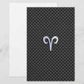 Aries Zodiac Symbool Black Carbon Fiber Decor Briefpapier (Voorkant / Achterkant)