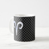 Aries Zodiac Symbool Black Carbon Fiber Decor Koffiemok (Voorkant links)