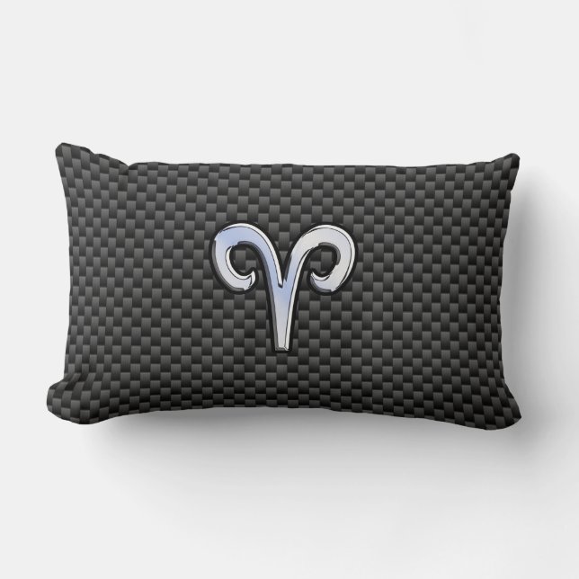Aries Zodiac Symbool Black Carbon Fiber Decor Kussen (Voorkant)