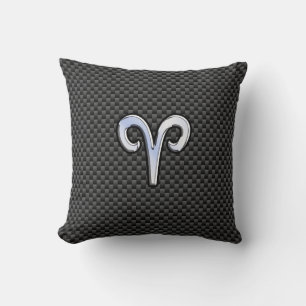 Aries Zodiac Symbool Black Carbon Fiber Decor Kussen