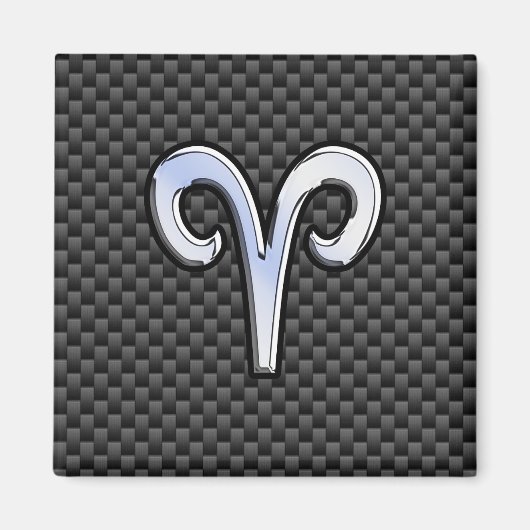 Aries Zodiac Symbool Black Carbon Fiber Decor Magneet (Voorkant)