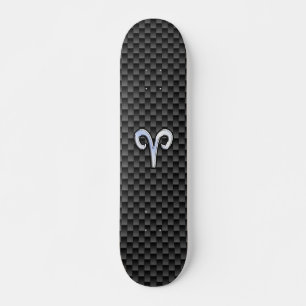 Aries Zodiac Symbool Black Carbon Fiber Decor Persoonlijk Skateboard