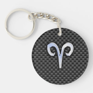 Aries Zodiac Symbool Black Carbon Fiber Decor Sleutelhanger
