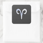 Aries Zodiac Symbool Black Carbon Fiber Decor Vierkante Sticker (Tas)