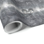 Aries Zodiac-symbool in Silver Steel Style Cadeaupapier (Rol Hoek)
