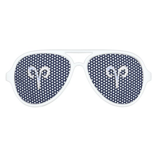 Aries Zodiac Symbool Navy Blue Carbon Fiber Style Aviator Zonnebril (Voorkant)