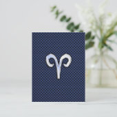 Aries Zodiac Symbool Navy Blue Carbon Fiber Style Briefkaart (Staand voorkant)