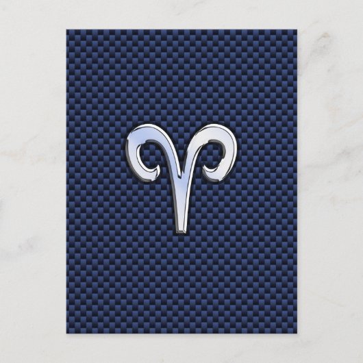 Aries Zodiac Symbool Navy Blue Carbon Fiber Style Briefkaart (Voorkant)