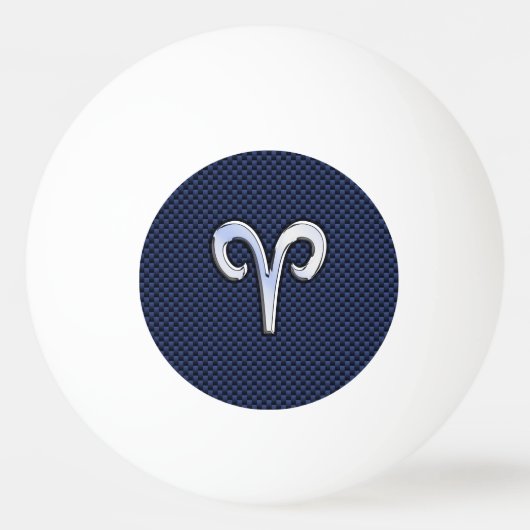 Aries Zodiac Symbool Navy Blue Carbon Fiber Style Pingpongbal (Achterkant)