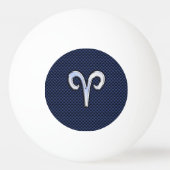 Aries Zodiac Symbool Navy Blue Carbon Fiber Style Pingpongbal (Voorkant)