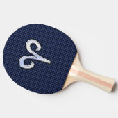 Aries Zodiac Symbool Navy Blue Carbon Fiber Style Tafeltennisbatje (Zijkant)