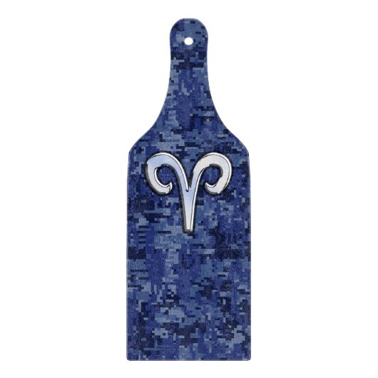 Aries Zodiac-symbool op Navy Blue Digital Camo Snijplank (Voorkant)