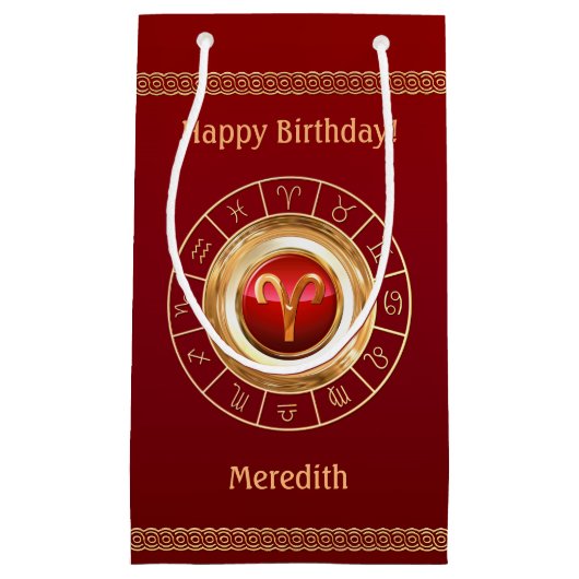 Aries Zodiac Symbool Small Gift Bag Klein Cadeauzakje (Voorkant)