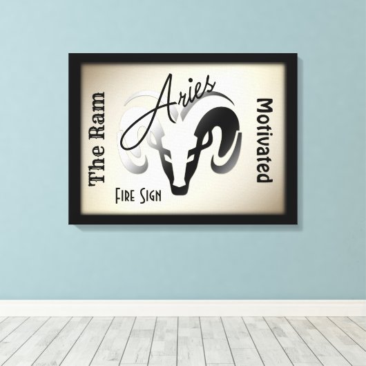 Aries Zodiac-teken en symbool omhuld Canvas Afdruk (Insitu (Houten vloer))