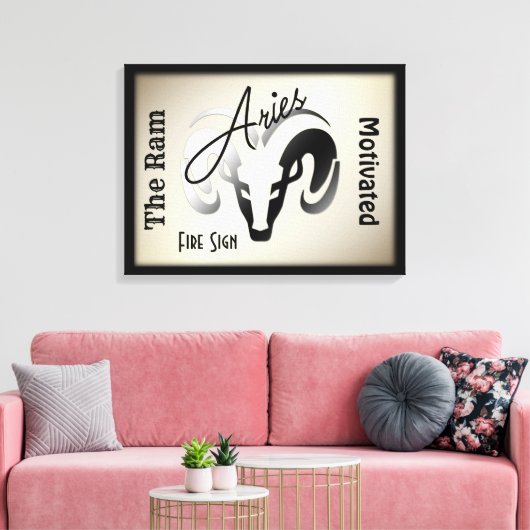 Aries Zodiac-teken en symbool omhuld Canvas Afdruk (Insitu (Woonkamer))